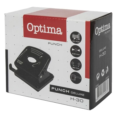 Lyukasztó OPTIMA H-30 2 lyukú fém 30 lap fekete