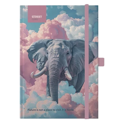 Notesz vonalas STREET Animals Edition Elephant A/5 96 lapos gumis keményfedelű