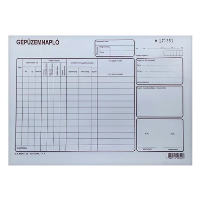 Nyomtatvány gépüzemnapló  A/4 25x3