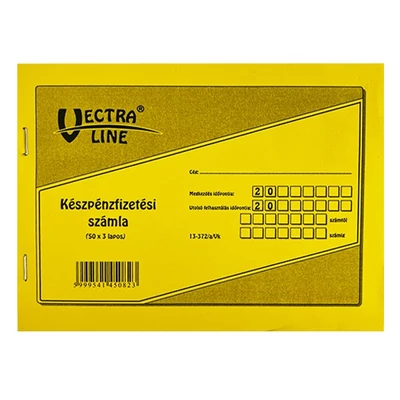 Nyomtatvány készpénzfizetési számla VECTRALINE A/5 fekvő 50x3 lapos 1 áfás