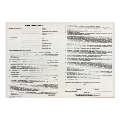 Nyomtatvány munkaszerződés A/3 3 lapos ÚJ