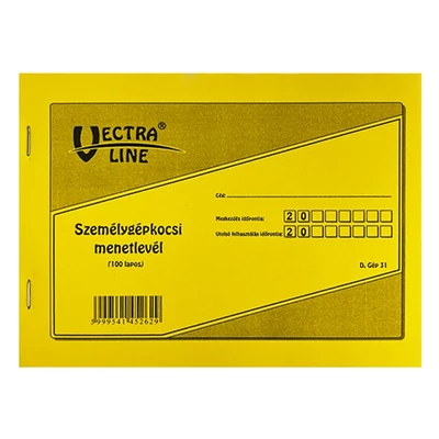 Nyomtatvány személygépkocsi menetlevél VECTRALINE A/5 fekvő 100 lapos