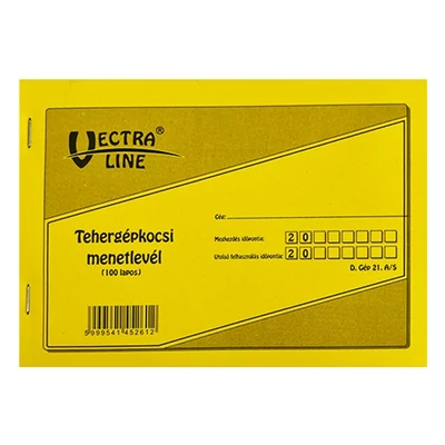 Nyomtatvány tehergépkocsi menetlevél VECTRALINE A/5 fekvő 100 lapos