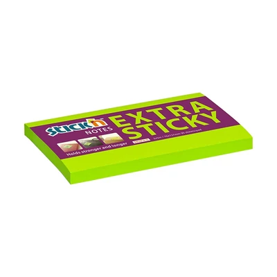Öntapadós jegyzettömb STICK`N extra erős 76x127mm neon zöld 90 lap