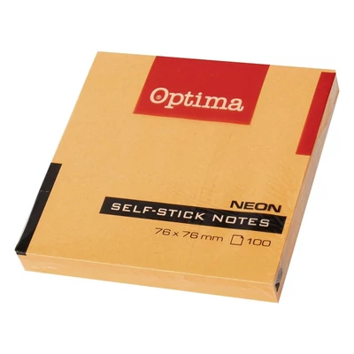 Öntapadós jegyzettömb OPTIMA 75x75mm neon narancs 100 lap