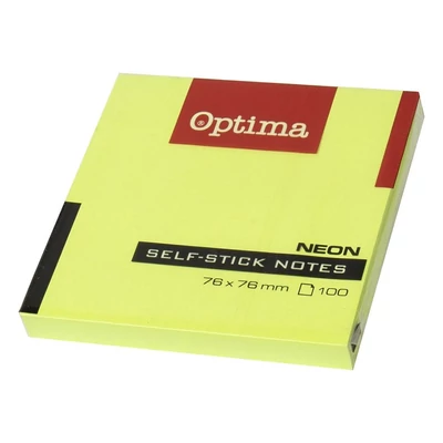 Öntapadós jegyzettömb OPTIMA 75x75mm neon zöld 100 lap