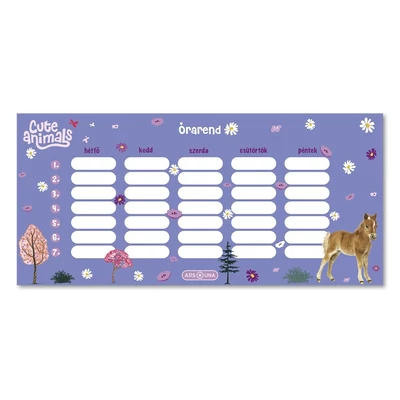 Órarend ARS UNA egylapos kétoldalas Animals-Horse