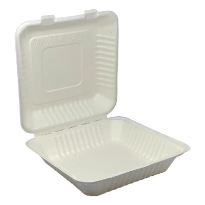 Papírdoboz eldobható 1 részes ételes KOMP cukornád lebomló 23X23x8cm natúr 100 darabos