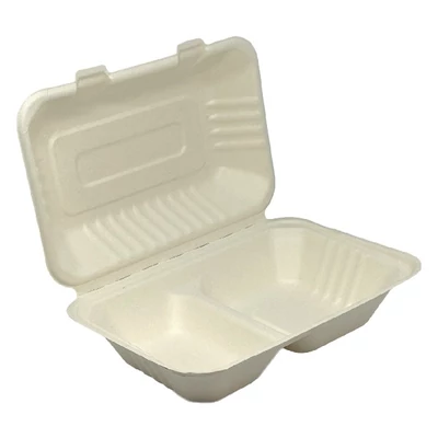 Papírdoboz eldobható 2 részes ételes KOMP cukornád lebomló 23X15x8cm cm natúr 125 darabos