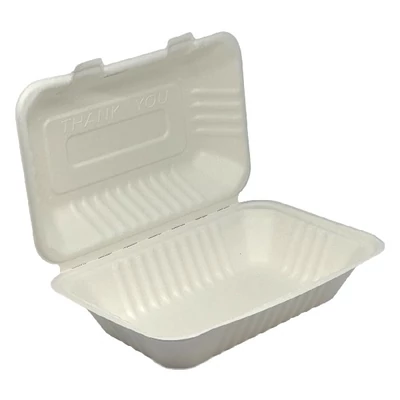 Papírdoboz eldobható ételes KOMP cukornád lebomló 22,86X15,24x8,12 cm natúr 125 darabos