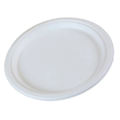 Papírtányér eldobható KOMP cukornád lebomló 25,4 cm natúr 125 darabos