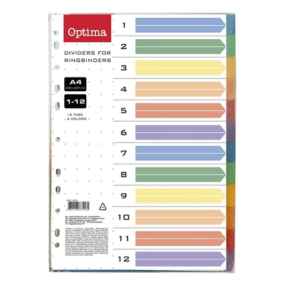 Regiszter OPTIMA A/4 műanyag 12 színű
