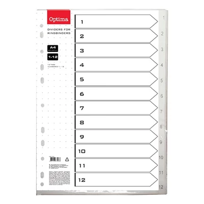 Regiszter OPTIMA A/4 műanyag 1-12
