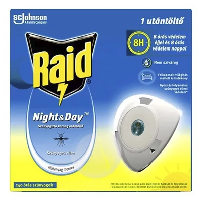 Rovarírtó szúnyogirtó RAID utántöltő elektromos készülékhez Night&Day illatmentes 1 darab