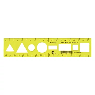 Sablon vonalzó OPTIMA hajlékony sárga 20cm