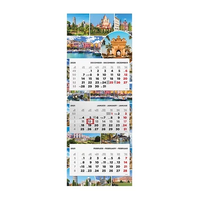 Speditőrnaptár TOPTIMER T080 3 tömbös 3 havi Városok 2021.