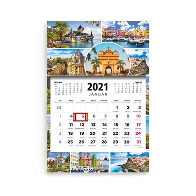 Speditőrnaptár TOPTIMER T081 1 tömbös 3 havi Városok 2021.