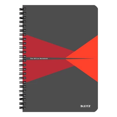 Spirálfüzet kockás LEITZ Office A/5 90 lapos PP borítóval piros