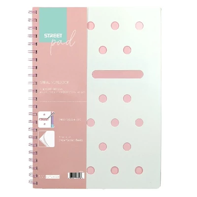 Spirálfüzet vonalas STREET Pad A/5 100 lapos pasztell rózsaszín