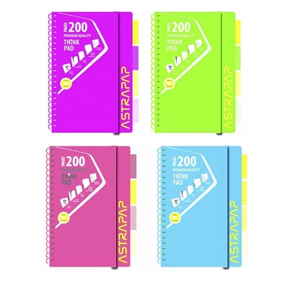 Spirálfüzet kockás ASTRA PAP A/5 100 lapos perforált színregiszteres Neon
