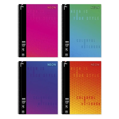 Spirálfüzet kockás Neon A/4 70 lapos vegyes színek