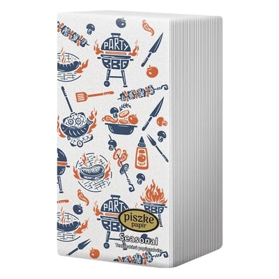 Szalvéta PISZKE Grill textilhatású 2 rétegű 38x28 cm 25 darabos