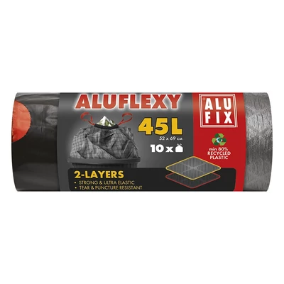 Szemeteszsák ALUFIX 45L 28 mikronos aluflexy fekete 10 darabos