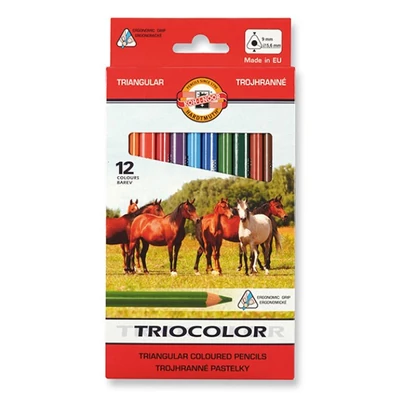 Színes ceruza KOH-I-NOOR 3142 Tricolor háromszögletű vastag lovak 12 darabos