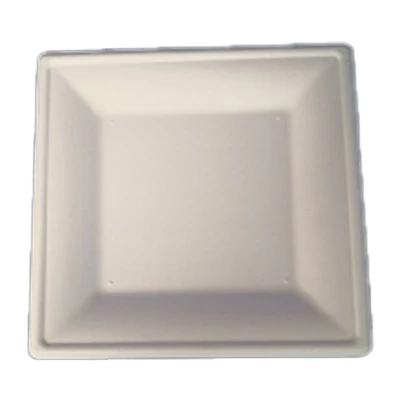 Szögletes eldobható papírtányér  KOMP cukornád lebomló 20x20 cm natúr 50 darabos