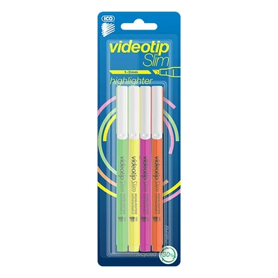 Szövegkiemelő készlet ICO Videotip slim 4 darabos