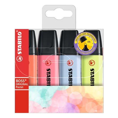 Szövegkiemelő készlet STABILO Boss Original Pastel 1-5mm 4 darabos