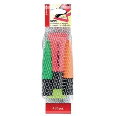 Szövegkiemelő készlet STABILO neon 4 darabos