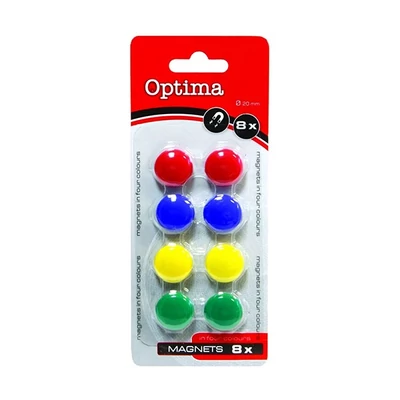 Táblamágnes OPTIMA 20mm 8 darabos vegyes színű