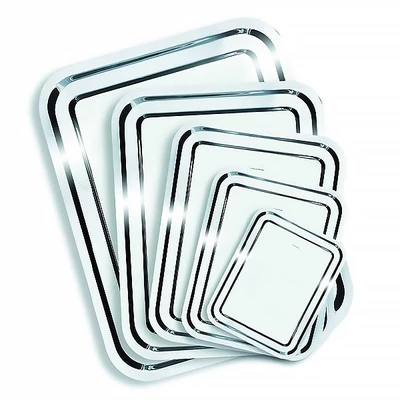 Tálca szögletes rozsdamentes acél krómozott 25 x 21 cm