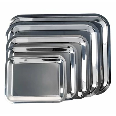 Tálca szögletes rozsdamentes acél krómozott 35 x 28 cm