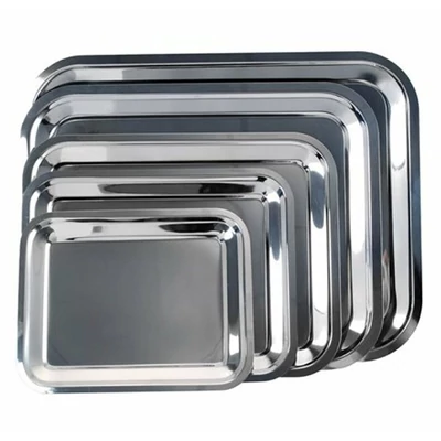 Tálca szögletes rozsdamentes acél krómozott 40 x 32,5 cm