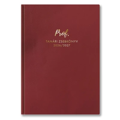 Tanári zsebkönyv TOPTIMER Prof PVC műbőrborító A/5 heti 145x205 mm Bordó 2026-2027