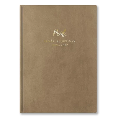 Tanári zsebkönyv TOPTIMER Prof PVC műbőrborító A/5 heti 145x205 mm Drapp 2026-2027