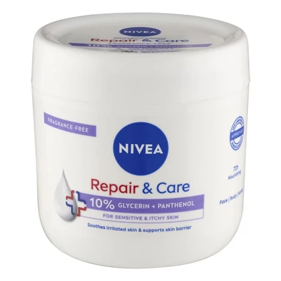 Testápoló NIVEA Repair&Care érzékeny bőrre tégelyes 400 ml