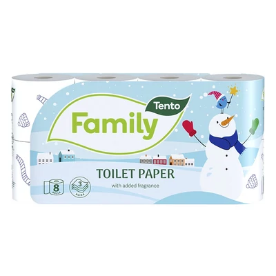 Toalettpapír TENTO Family Christmas white fehér 8 tekercses 3 rétegű
