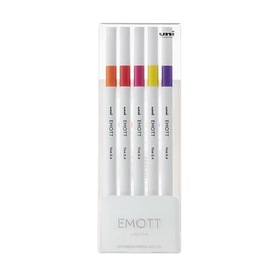 Tűfilc UNI EMOTT 5 darabos 0,4mm (narancs, cinóber, pink, citromsárga, fukszia)