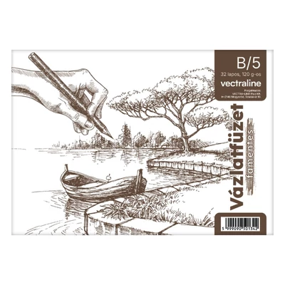 Vázlatfüzet spirálozott VECTRALINE B/5 120 g 32 lapos famentes