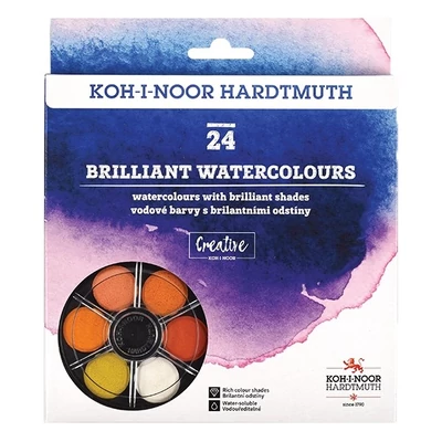Vízfesték KOH-I-NOOR brilliant aquarell 22,5 mm kerek 24 darabos