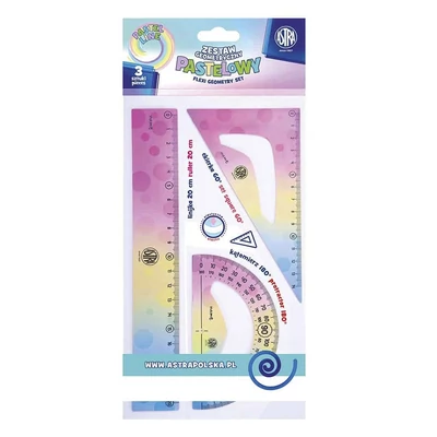Vonalzókészlet ASTRA pasztell hajlékony szögmérővel 3 darabos